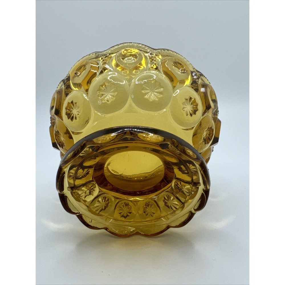 L.E. Smith Moon and Stars Amber Footed Glass Small Candy Dish Bowl‎ - Picture 4 of 6